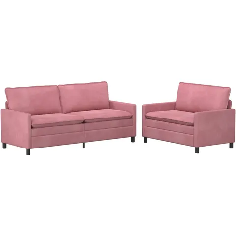 vidaXL Ensemble de Canapés 2 pc Rose Velours – 594210 – image 1