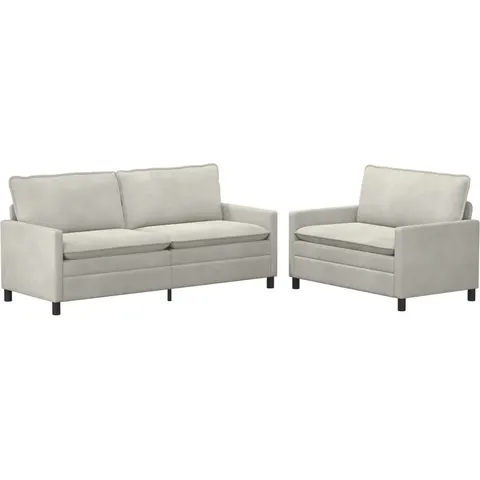 vidaXL Ensemble de Canapés 2 pc Crème Velours – 594258 – image 1