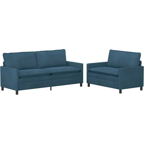 vidaXL Ensemble de Canapés 2 pc Bleu Velours – 594265 – image 1
