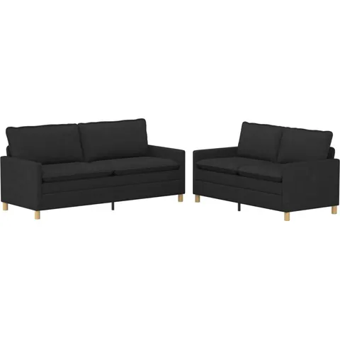 vidaXL Ensemble de Canapés 2 pc Noir Tissu – 594302 – image 1