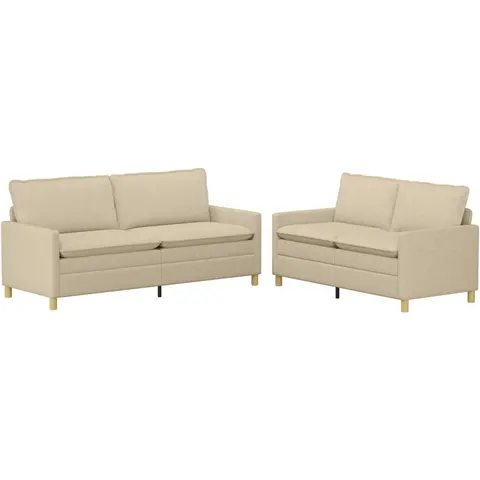 vidaXL Ensemble de Canapés 2 pc Crème Tissu – 594340 – image 1