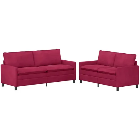 vidaXL Ensemble de Canapés 2 pc Bordeaux Velours – 594401 – image 1