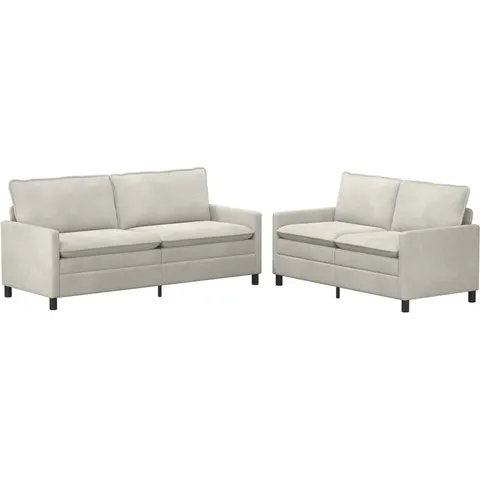vidaXL Ensemble de Canapés 2 pc Crème Velours – 594432 – image 1