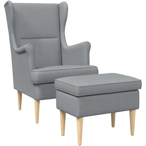 vidaXL Fauteuil avec pouf 2 pc Gris clair Tissu – 631656 – image 1