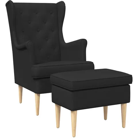 vidaXL Fauteuil avec pouf 2 pc Noir Tissu – 631724 – image 1