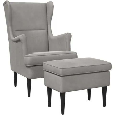 vidaXL Fauteuil avec pouf 2 pc Gris clair Velours – 631809 – image 1