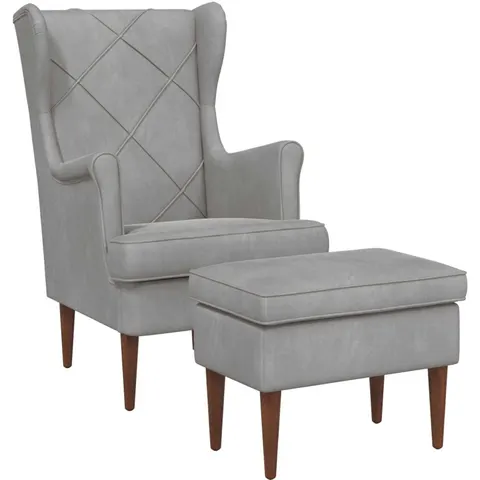 vidaXL Fauteuil avec pouf 2 pc Gris clair Velours – 632066 – image 1