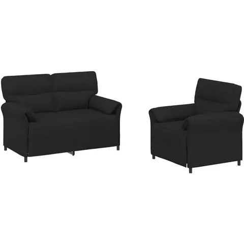 vidaXL Ensemble de Canapés 2 pc Noir Tissu – 776227 – image 1