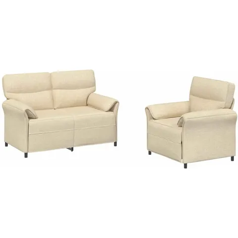 vidaXL Ensemble de Canapés 2 pc Crème Tissu – 776272 – image 1