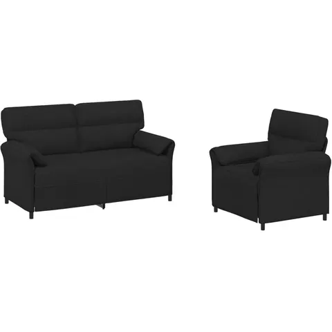 vidaXL Ensemble de Canapés 2 pc Noir Tissu – 776364 – image 1