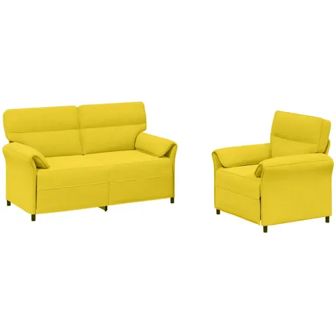 vidaXL Ensemble de Canapés 2 pc Jaune clair Tissu – 776449 – image 1