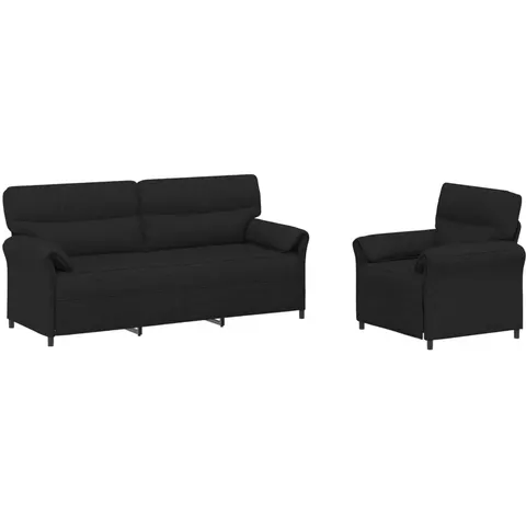 vidaXL Ensemble de Canapés 2 pc Noir Tissu – image 1