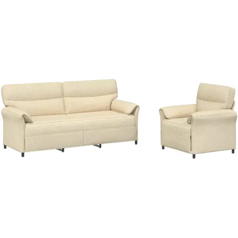 vidaXL Ensemble de Canapés 2 pc Crème Tissu – 776555 – image 1
