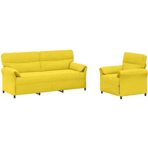 vidaXL Ensemble de Canapés 2 pc Jaune clair Tissu – 776586 – image 1