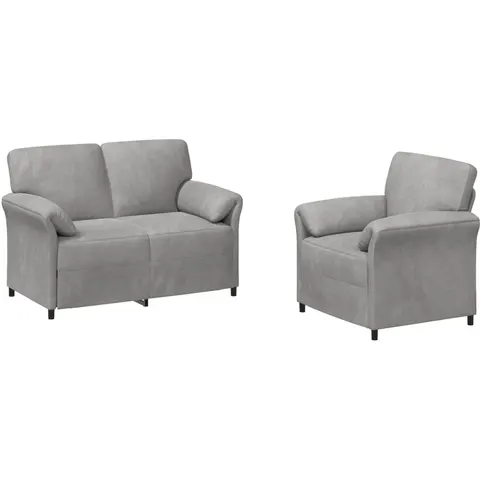 vidaXL Ensemble de Canapés 2 pc Gris clair Velours – 776623 – image 1