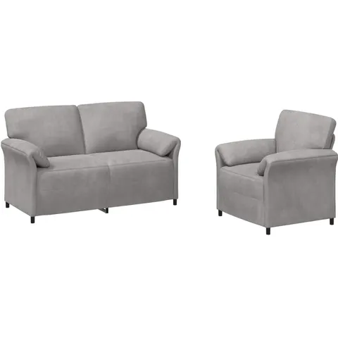 vidaXL Ensemble de Canapés 2 pc Gris clair Velours – 776760 – image 1