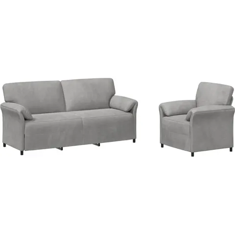 vidaXL Ensemble de Canapés 2 pc Gris clair Velours – 776906 – image 1