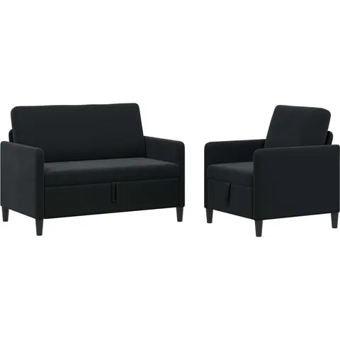 vidaXL Canapé avec rangement 2 pc Noir Polyester – 202295 – image 1
