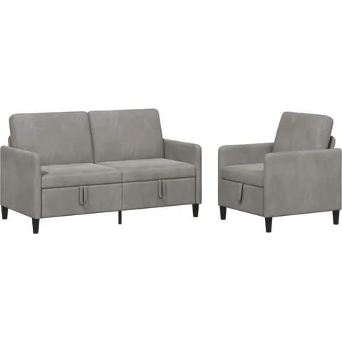 vidaXL Canapé avec rangement 2 pc Gris clair Polyester – 202516 – image 1
