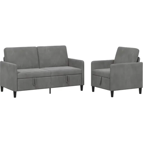 vidaXL Canapé avec rangement 2 pc Gris foncé Polyester – 202523 – image 1
