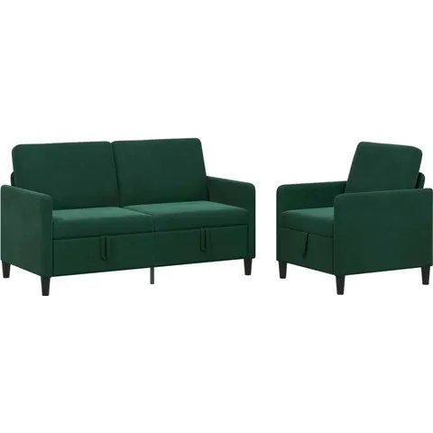 vidaXL Canapé avec rangement 2 pc Vert foncé Polyester – 202530 – image 1
