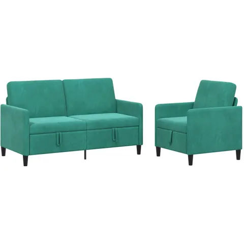vidaXL Canapé avec rangement 2 pc Turquoise Polyester – 202615 – image 1