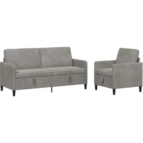 vidaXL Canapé avec rangement 2 pc Gris clair Polyester – 202790 – image 1