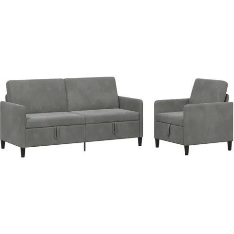 vidaXL Canapé avec rangement 2 pc Gris foncé Polyester – 202806 – image 1
