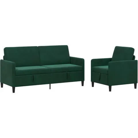 vidaXL Canapé avec rangement 2 pc Vert foncé Polyester – 202813 – image 1