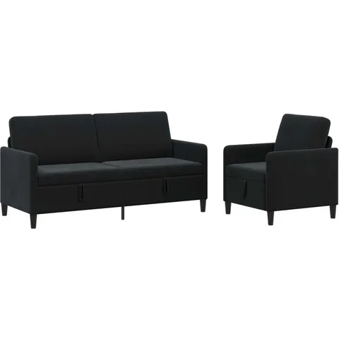 vidaXL Canapé avec rangement 2 pc Noir Polyester – 202851 – image 1