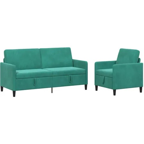 vidaXL Canapé avec rangement 2 pc Turquoise Polyester – 202899 – image 1