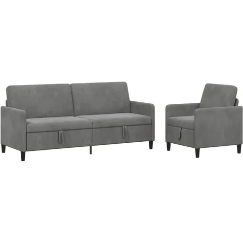 vidaXL Canapé avec rangement 2 pc Gris foncé Polyester – 203087 – image 1