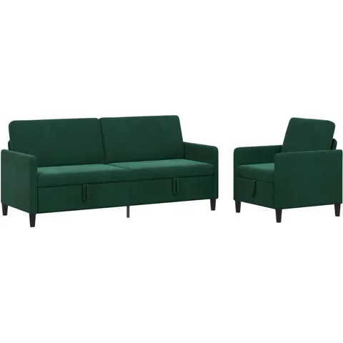 vidaXL Canapé avec rangement 2 pc Vert foncé Polyester – 203094 – image 1