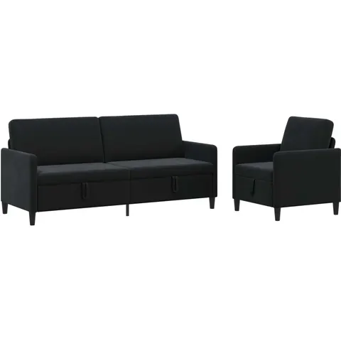 vidaXL Canapé avec rangement 2 pc Noir Polyester – 203131 – image 1
