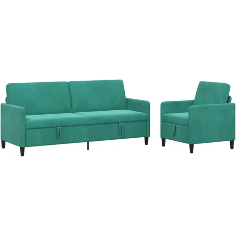 vidaXL Canapé avec rangement 2 pc Turquoise Polyester – 203179 – image 1
