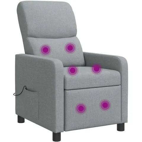 vidaXL Fauteuil de massage inclinable Gris clair Polyester – image 1
