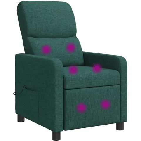 vidaXL Fauteuil de massage inclinable Vert foncé Polyester – image 1