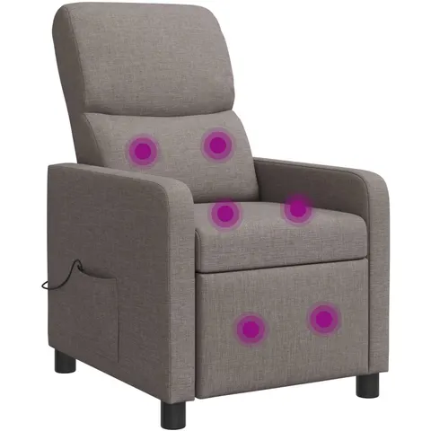 vidaXL Fauteuil de massage inclinable Taupe Polyester – image 1