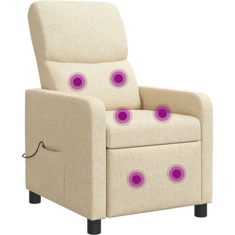 vidaXL Fauteuil de massage inclinable Crème Polyester – image 1