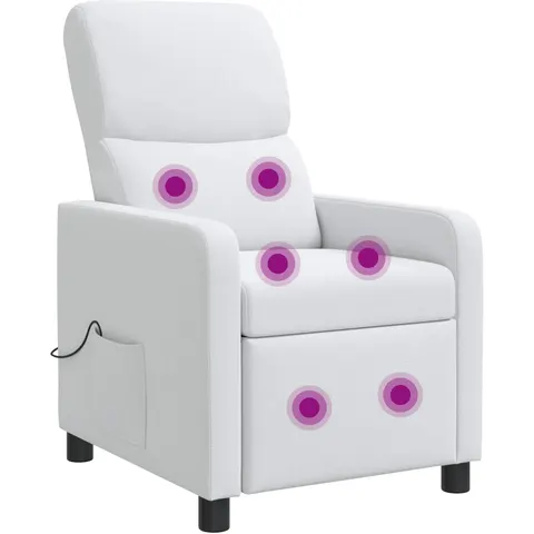 vidaXL Fauteuil de massage inclinable Blanc Polyester – image 1