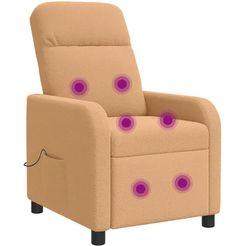 vidaXL Fauteuil de massage inclinable Beige Bouclé – image 1