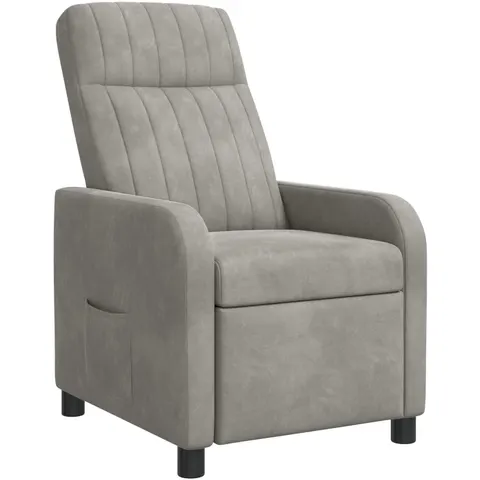 vidaXL Fauteuil inclinable Gris clair Velours (V) – image 1
