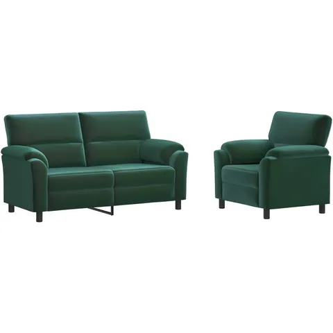 vidaXL Ensemble de Canapés 2 pcs Vert foncé Velours – 294719 – image 1