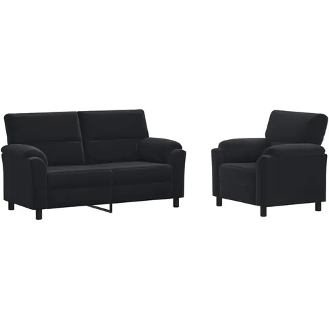 vidaXL Ensemble de Canapés 2 pcs Noir Velours – 294757 – image 1