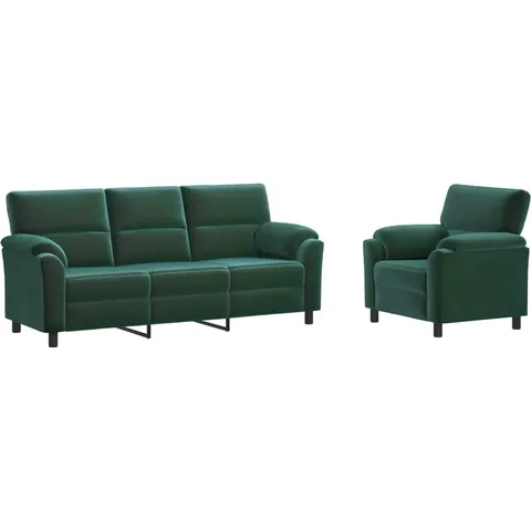 vidaXL Ensemble de Canapés 2 pcs Vert foncé Velours – 294856 – image 1