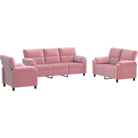 vidaXL Ensemble de Canapés 3 pcs Rose Velours – 295013 – image 1