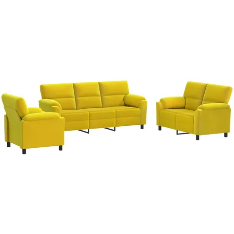 vidaXL Ensemble de Canapés 3 pcs Jaune Velours – 295044 – image 1