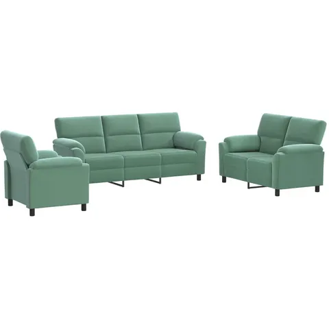 vidaXL Ensemble de Canapés 3 pcs Vert Mer Velours – 295082 – image 1