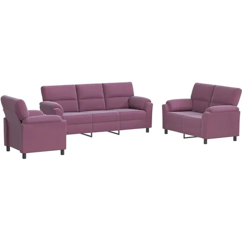 vidaXL Ensemble de Canapés 3 pcs Pourpre Velours – 295105 – image 1