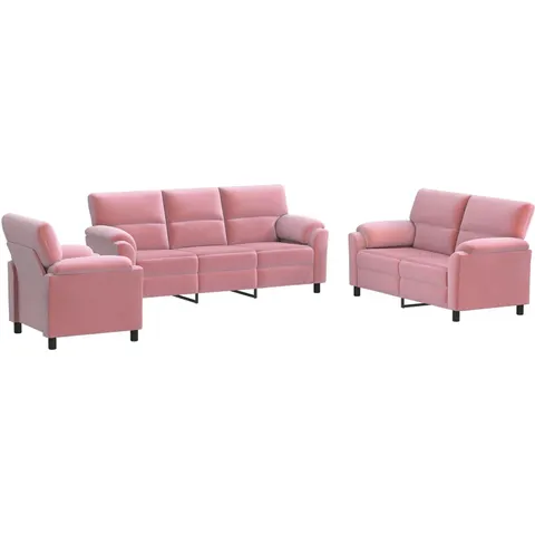 vidaXL Ensemble de Canapés 3 pcs Rose Velours – 295150 – image 1